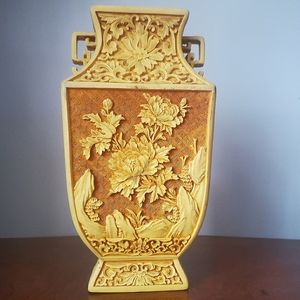 RARE Antique Imperial Yellow Cinnabar Vase